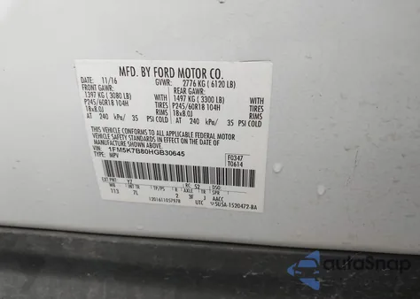 2017 Ford Explorer z USA, uszkodzony, nr VIN 1FM5K7B80HGB30645